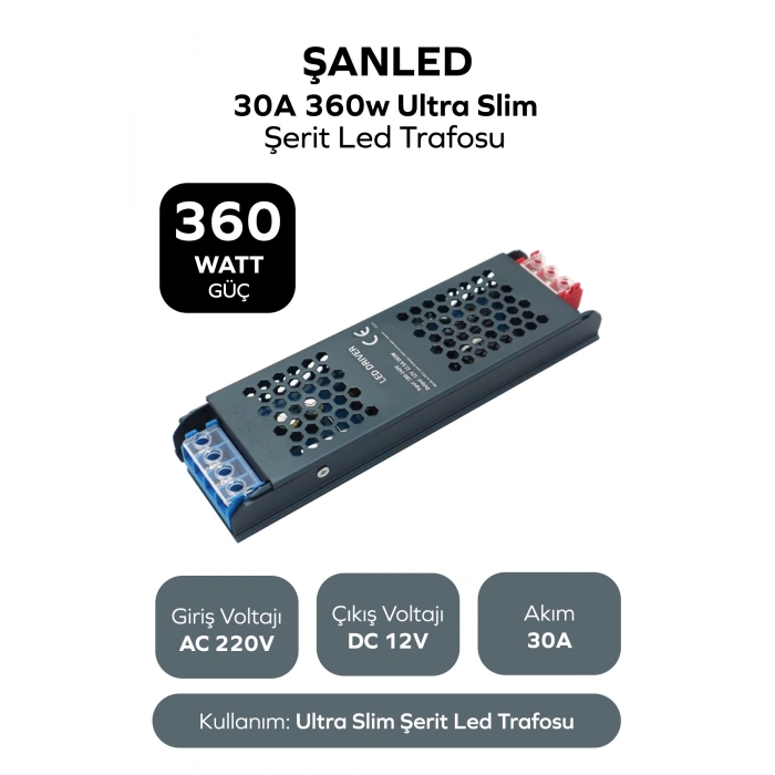360W 30A Ultra Slim Şerit Led Trafosu