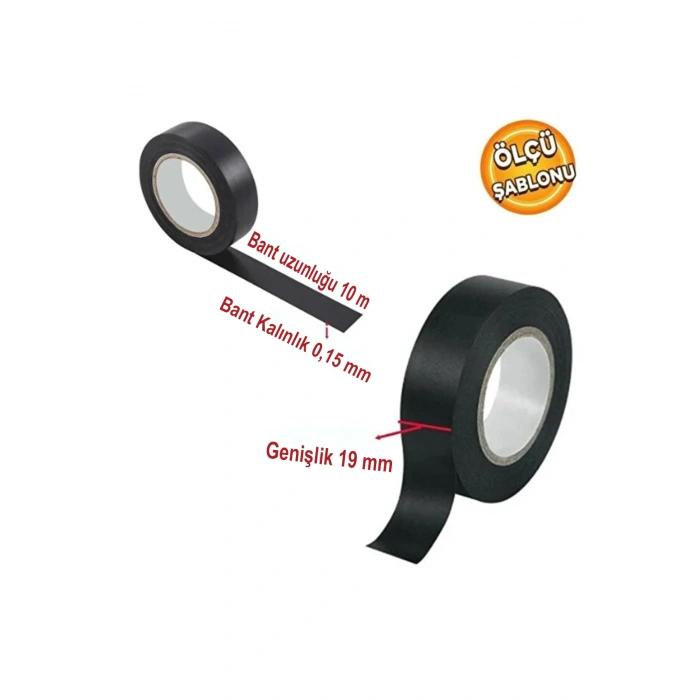 İzole Elektrikçi Bandı Siyah Elektirik Bant Bandı Pvc  10 Adet