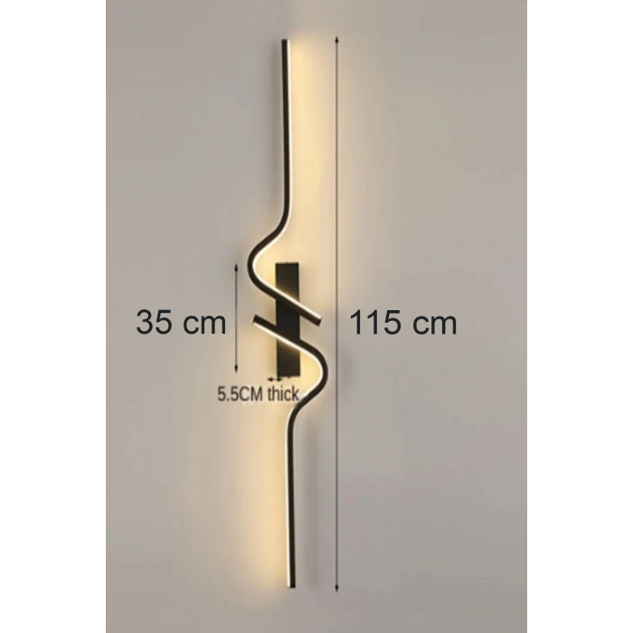 Dekoratif 40W İç Mekan Siyah Kasa Amber Işık Rengi 115 cm Duvar Aplik PİLLİ 1 Adet