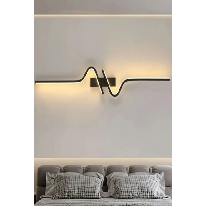 Dekoratif 40W İç Mekan Siyah Kasa Amber Işık Rengi 115 cm Duvar Aplik PİLLİ 1 Adet