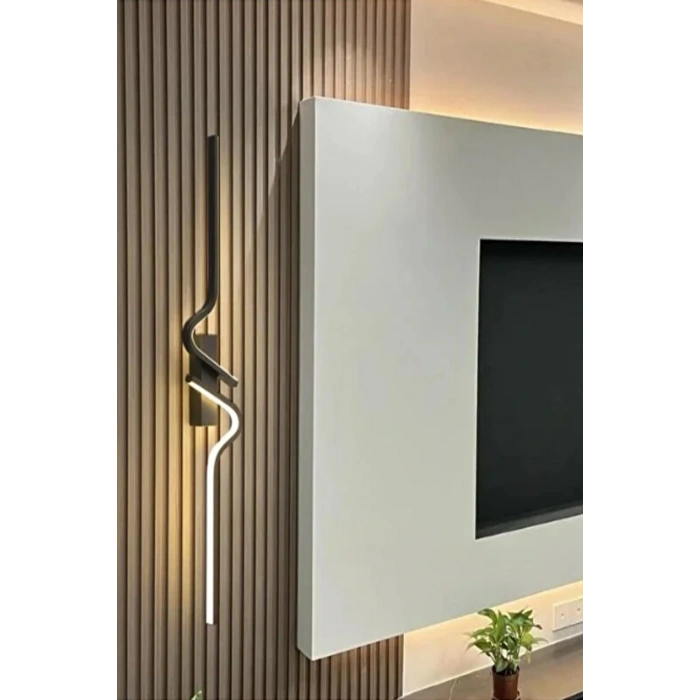 Dekoratif 40W İç Mekan Siyah Kasa Amber Işık Rengi 115 cm Duvar Aplik PİLLİ 1 Adet