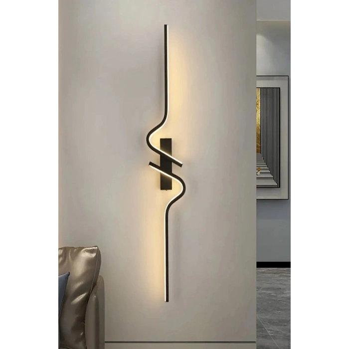 Dekoratif 40W İç Mekan Siyah Kasa Amber Işık Rengi 115 cm Duvar Aplik PİLLİ 1 Adet