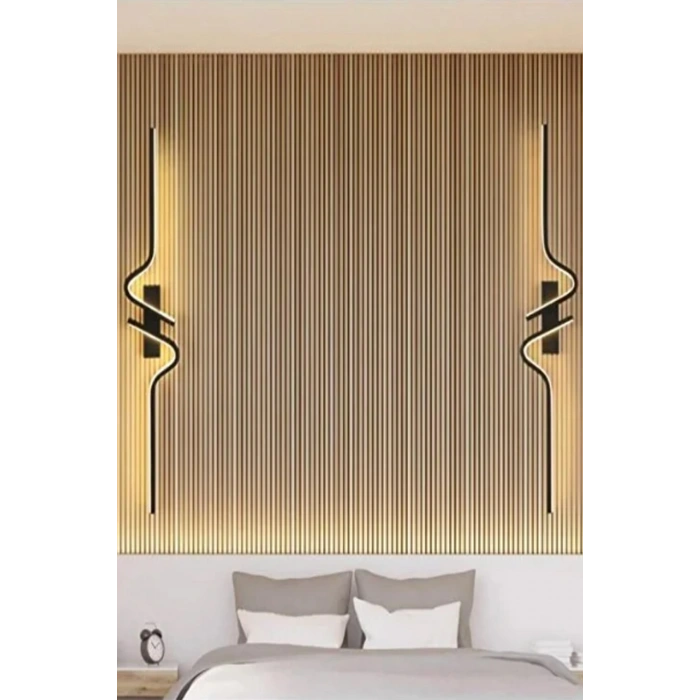 Dekoratif 40W İç Mekan Siyah Kasa Amber Işık Rengi 115 cm Duvar Aplik PİLLİ 1 Adet