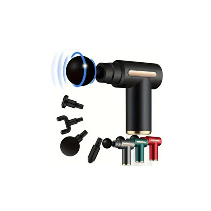 Masaj Tabancası Sporcu Masaj Aleti 4 Başlıklı Şarjlı Titreşimli Sporcu Masaj Tabancası