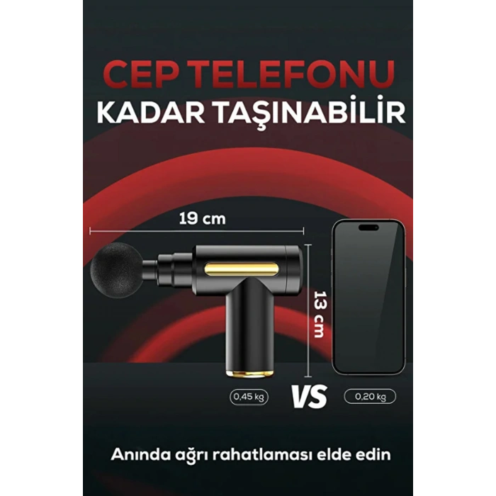 Masaj Tabancası Sporcu Masaj Aleti 4 Başlıklı Şarjlı Titreşimli Sporcu Masaj Tabancası