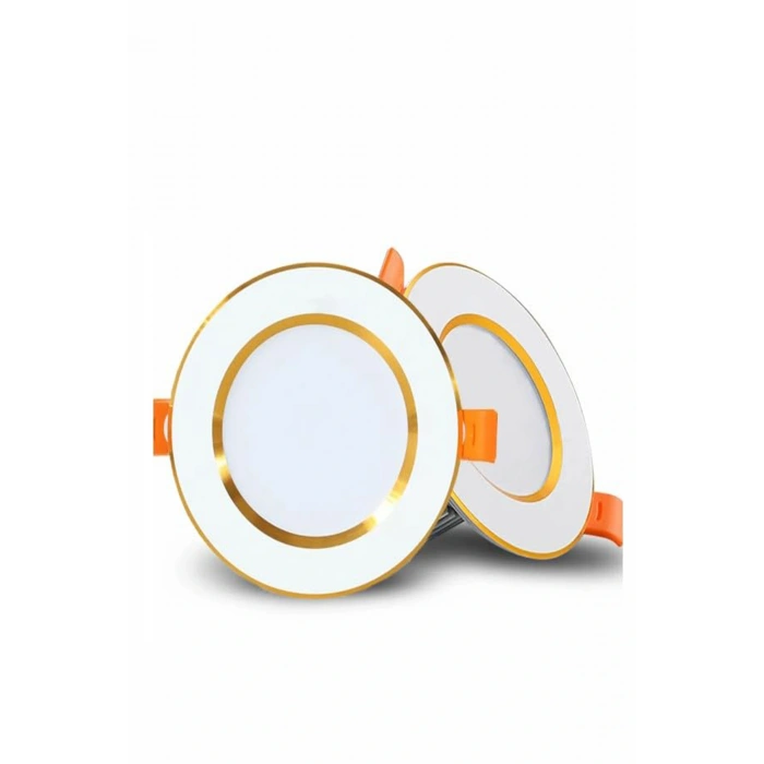 7W 3 Renkli (Beyaz,Gün Işığı,ikisi Bir Arada) Beyaz Gold Led Spot Lamba - 10 Adettir