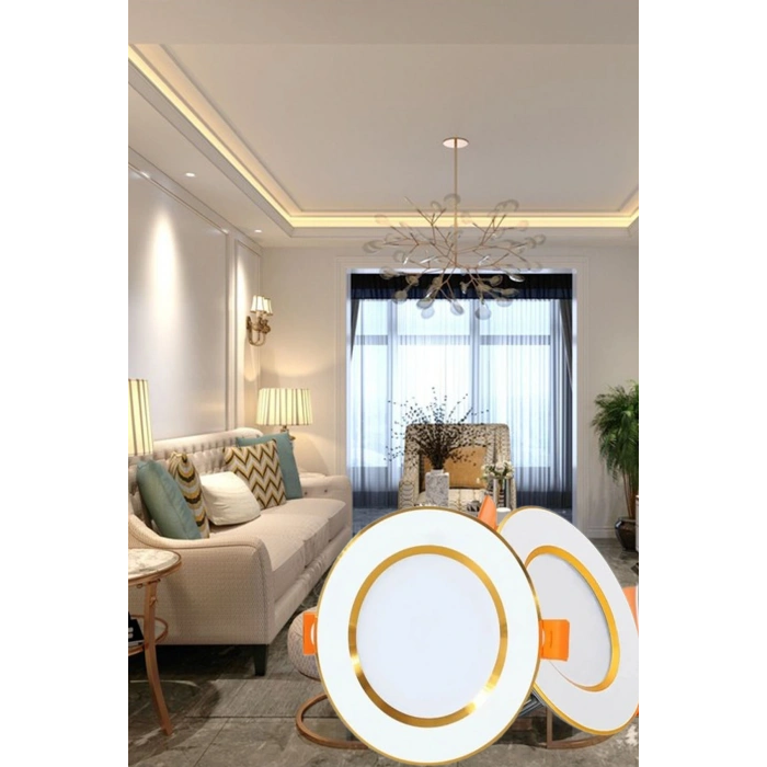 7W 3 Renkli (Beyaz,Gün Işığı,ikisi Bir Arada) Beyaz Gold Led Spot Lamba - 10 Adettir