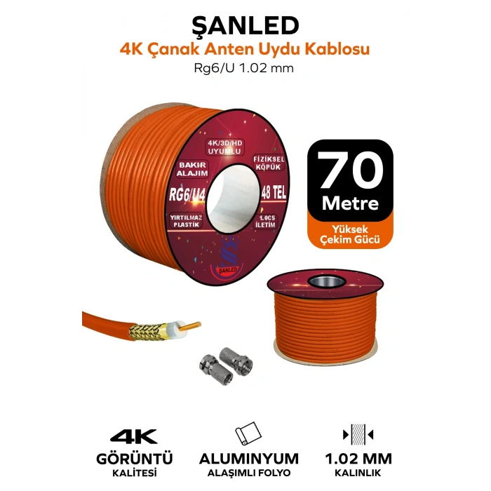 Anten Uydu Kablosu Rg6 U4 Tv Anten Kablo - 70 Metre