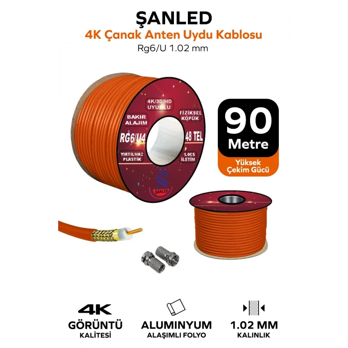 Anten Uydu Kablosu Rg6 U4 Tv Anten Kablo - 90 Metre