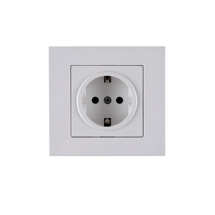 Beyaz Topraklı Karen Çerçeveli Priz 1 Adet