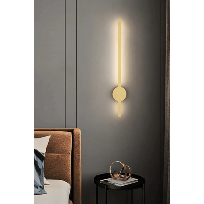 Dekoratif 20W İç Mekan Gold Kasa Beyaz Işık 80 cm Duvar Aplik PİLLİ 1 Adet