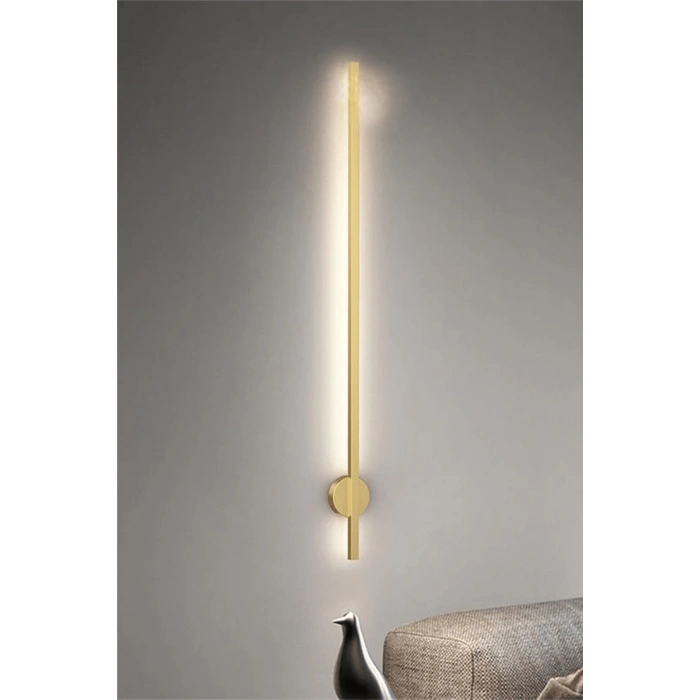 Dekoratif 20W İç Mekan Gold Kasa Beyaz Işık 80 cm Duvar Aplik PİLLİ 1 Adet