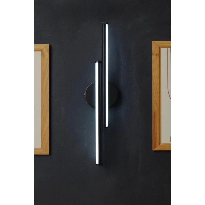 Dekoratif 20W İç Mekan Siyah Kasa 3 Renkli Işık Elektrikli 60 cm Duvar Aplik 1 Adet