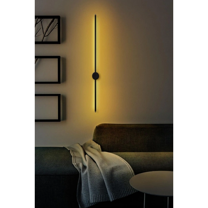 Dekoratif 20W İç Mekan Siyah Kasa Amber Işık 80 cm Duvar Aplik PİLLİ 4 Adet