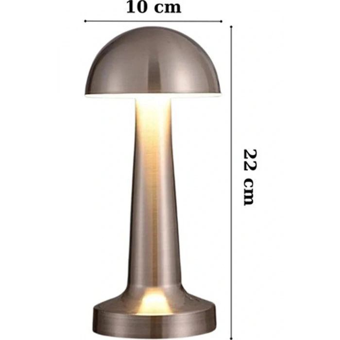 Gold Renk Şarjlı LED Masa Lambası Type-C Girişli Dokunmatik 3 Işık Modlu Gece Aydınlatması