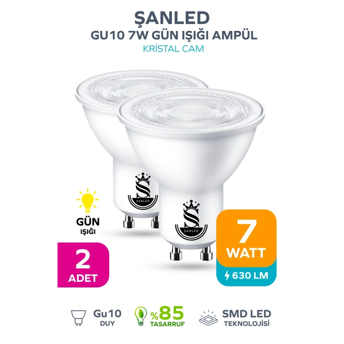 GU10 7W Gün Işığı Ampül 2 Adet