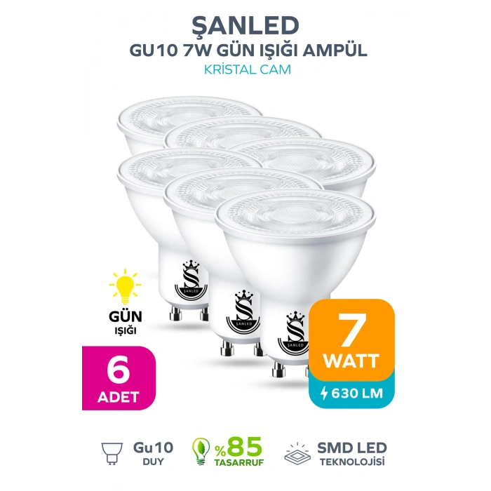 GU10 7W Gün Işığı Ampül 6 Adet