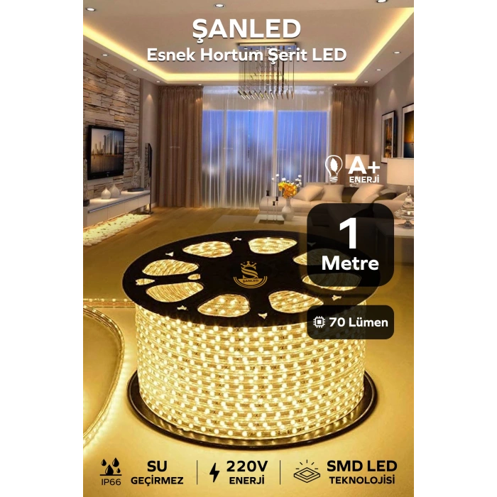 Hortum Esnek 220V Şerit Led Gün Işığı 1 Metre