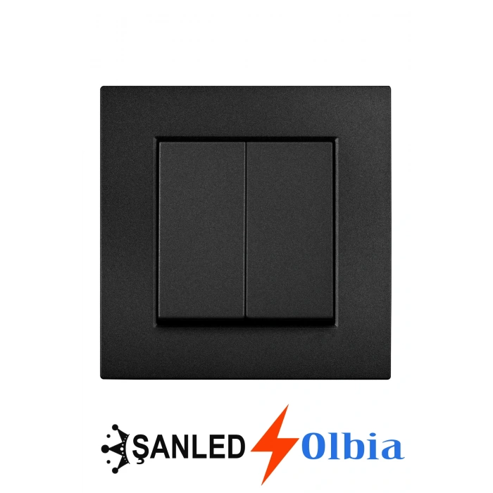 İkili Topraklı Metalik Siyah Anahtar Komütatör Karen Priz 2 Adet