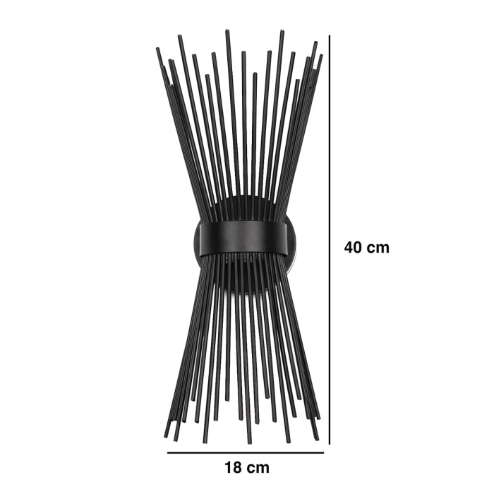 Kirpi Modeli Metal Çift Yönlü Gün Işığı Siyah Kasa Duvar Aydınlatma Pilli Aplik