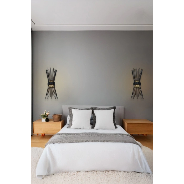 Kirpi Modeli Metal Çift Yönlü Gün Işığı Siyah Kasa Duvar Aydınlatma Pilli Aplik