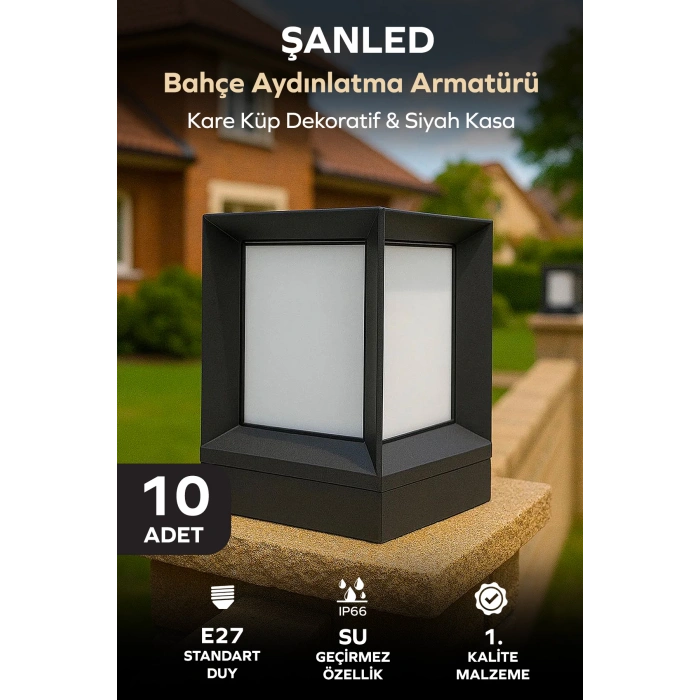 Küp Bahçe Aydınlatma Armatürü Set Üstü Dekoratif Aplik 10 Adet