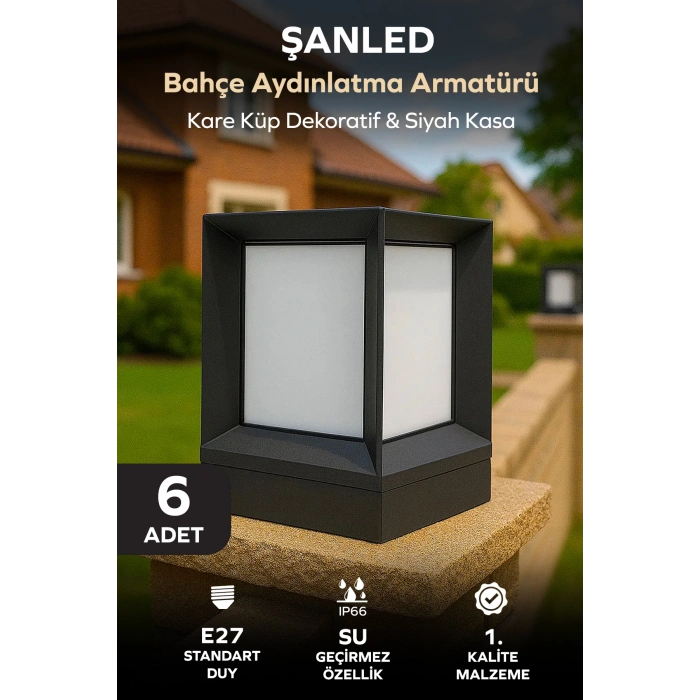 Küp Bahçe Aydınlatma Armatürü Set Üstü Dekoratif Aplik 6 Adet