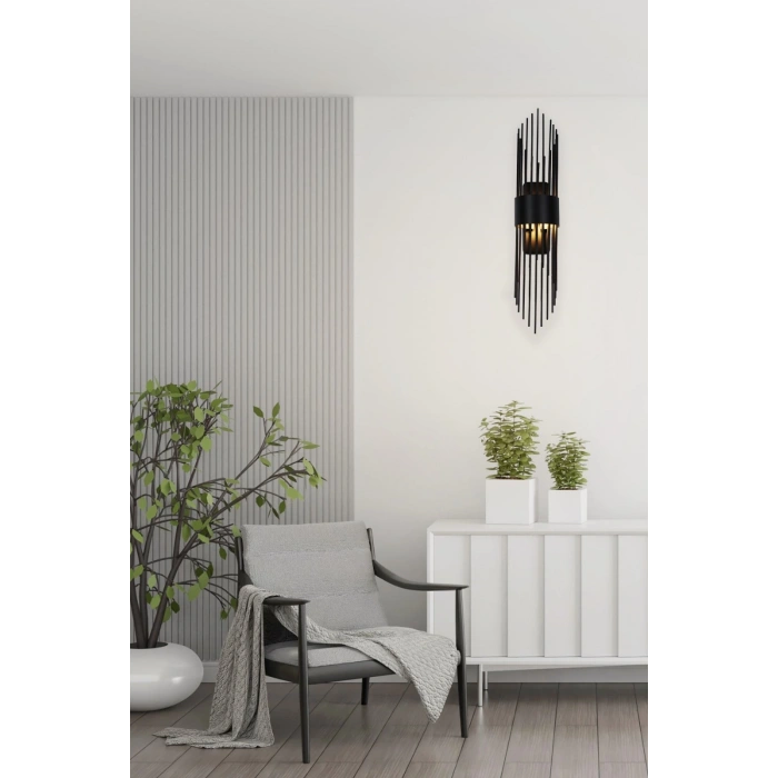 Merdiven Modeli Metal Çift Yönlü Beyaz Işık SİYAH KASA Duvar Aydınlatma Pilli Aplik