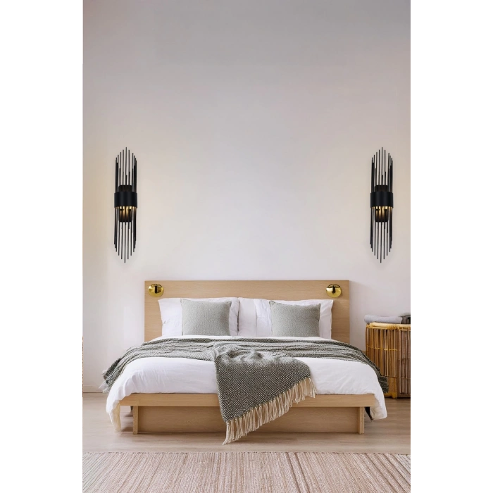 Merdiven Modeli Metal Çift Yönlü Beyaz Işık SİYAH KASA Duvar Aydınlatma Pilli Aplik