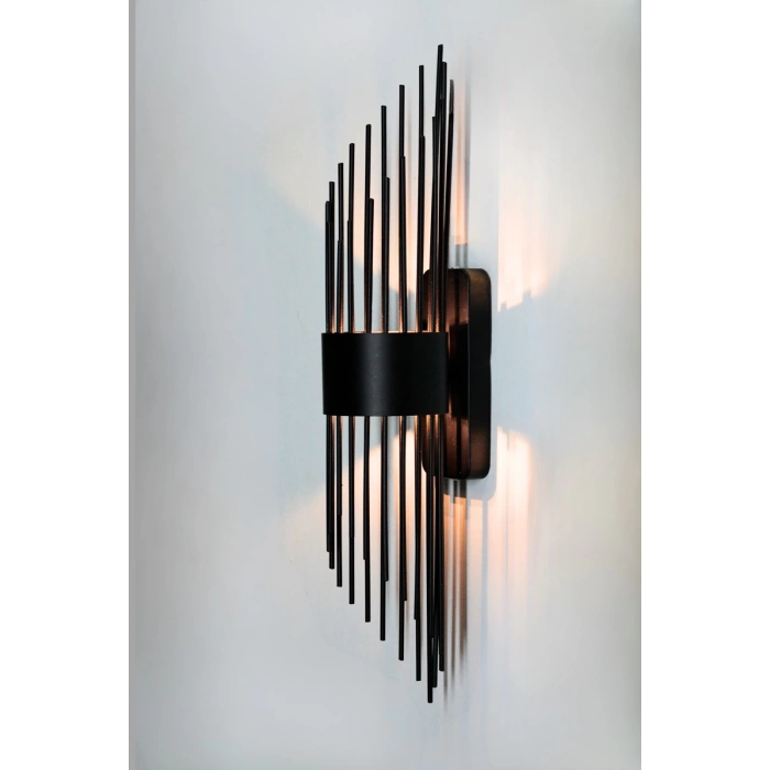 Merdiven Modeli Metal Çift Yönlü Beyaz Işık SİYAH KASA Duvar Aydınlatma Pilli Aplik