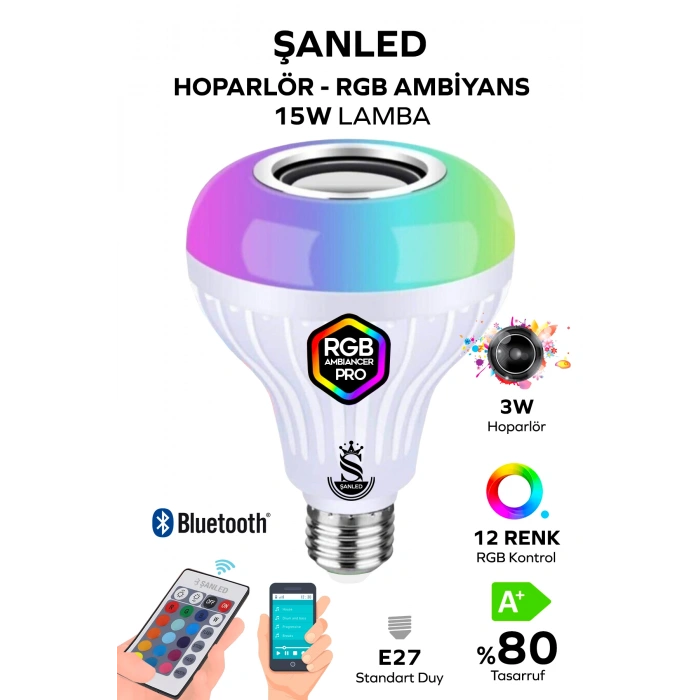 Müzikli RGB ledli Ampul Lamba Akıllı Hoparlör Ses Bombası Led Music 2 Adet