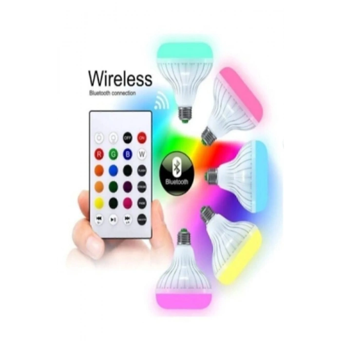Müzikli RGB ledli Ampul Lamba Akıllı Hoparlör Ses Bombası Led Music 2 Adet
