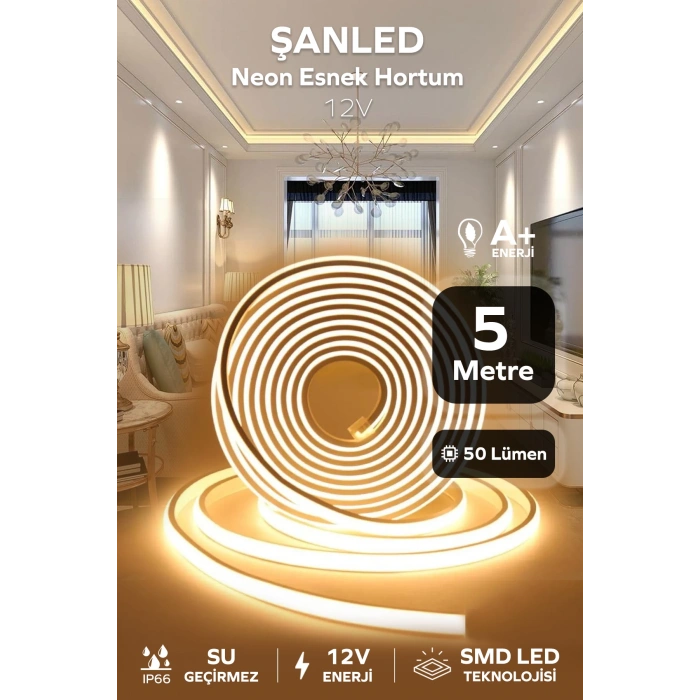 Neon 12 Volt Esnek Hortum led Gün Işığı 5 Metre
