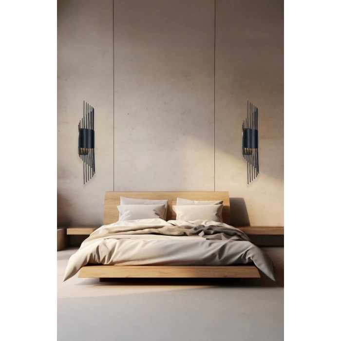 Sarkıt Modeli Metal Çift Yönlü Beyaz Işık SİYAH KASA Duvar Aydınlatma Pilli Aplik