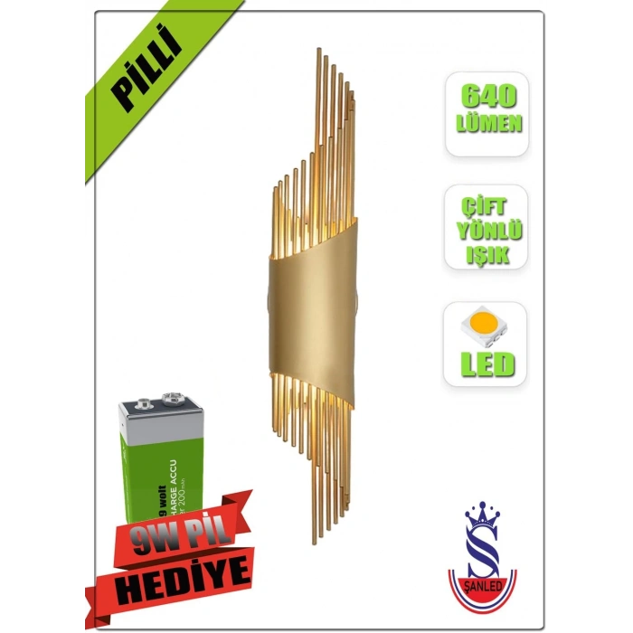 Sarkıt Modeli Metal Çift Yönlü Gün Işığı GOLD KASA Duvar Aydınlatma Pilli Aplik