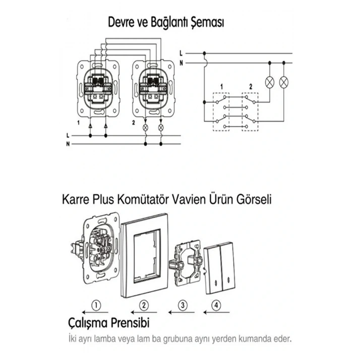 Üçlü Topraklı Beyaz Anahtar Komütatör Karen Priz 4 Adet