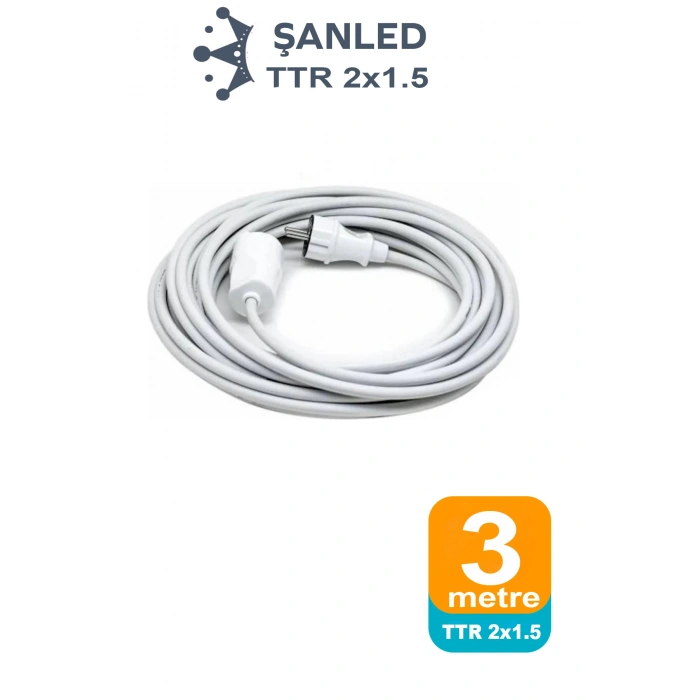 Uzatma Kablosu 2x1,5 mm TTR Topraklı Seyyar Kablo 3 metre