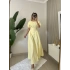 Bel Kuşak Detay Prenses Elbise - Sarı
