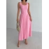 Etek Büzgü Detay Prenses Model Elbise -Pembe