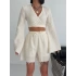 Ön Kruvaze Detay Sindy Model Şortlu Takım -Krem
