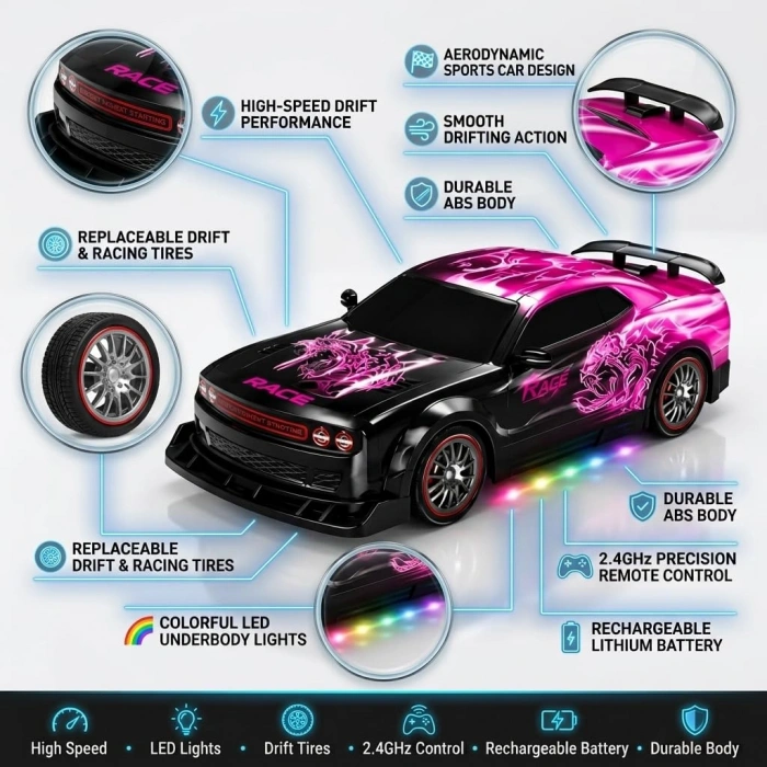 4WD Drift Arabası Mavi - Pembe