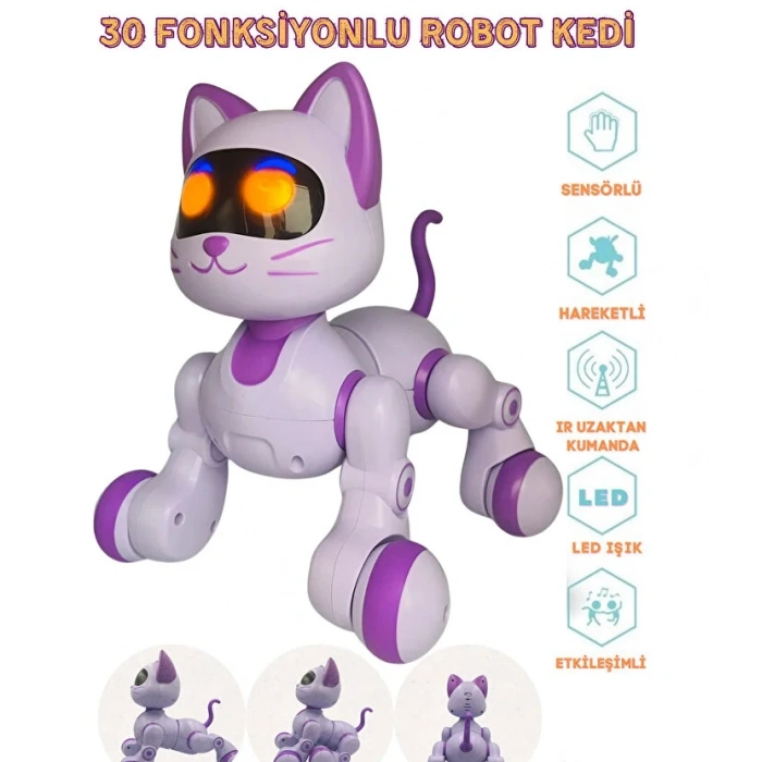 Uzaktan Kumandalı Çok Fonksiyonlı Akllı Aktivite & Eğlence Robot Kedi