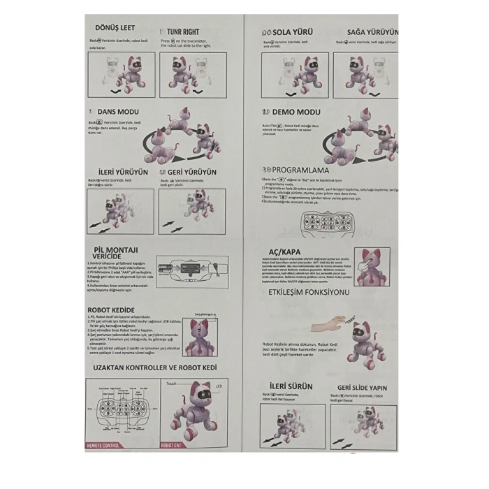 Uzaktan Kumandalı Çok Fonksiyonlı Akllı Aktivite & Eğlence Robot Kedi