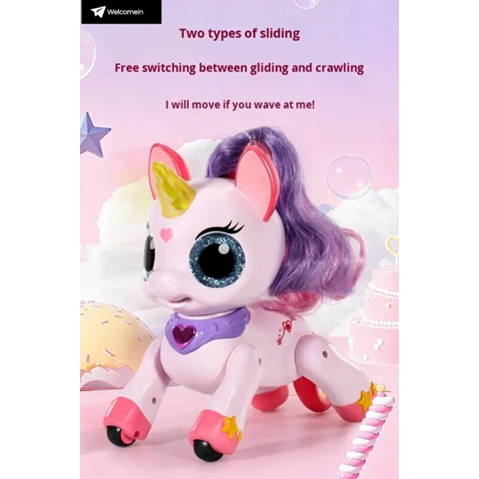 Uzaktan Kumandalı Şarjlı Unicorn Oyuncak 2.4GHz Sihirli Asalı 22 cm Etkileşimli Dans Eden Oyuncak