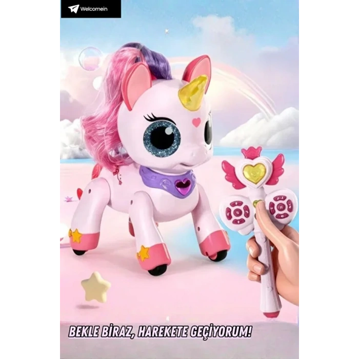Uzaktan Kumandalı Şarjlı Unicorn Oyuncak 2.4GHz Sihirli Asalı 22 cm Etkileşimli Dans Eden Oyuncak