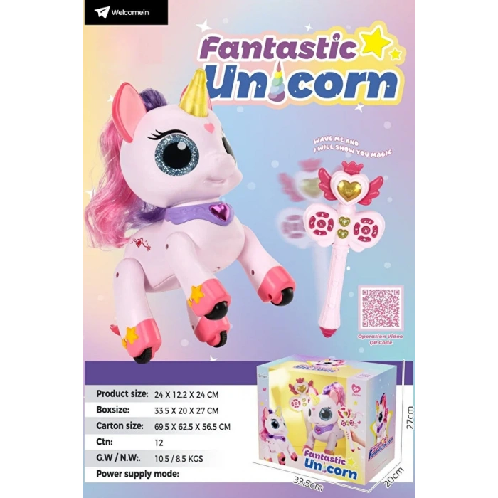 Uzaktan Kumandalı Şarjlı Unicorn Oyuncak 2.4GHz Sihirli Asalı 22 cm Etkileşimli Dans Eden Oyuncak