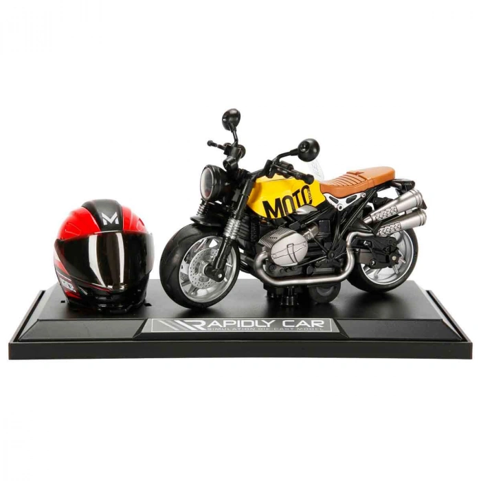 1:12 Sesli ve Işıklı Latte Die Cast Çek Bırak Motosiklet ve Tamir Atölyesi Seti