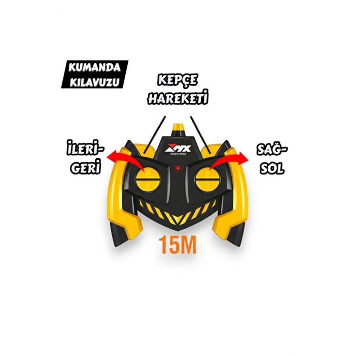 Uzaktan Kumandalı Işıklı Şarjlı 40 Mhz 15 M Kontrol Metal Uçlu Çok Fonksiyonlu Oyuncak Ekskavatör