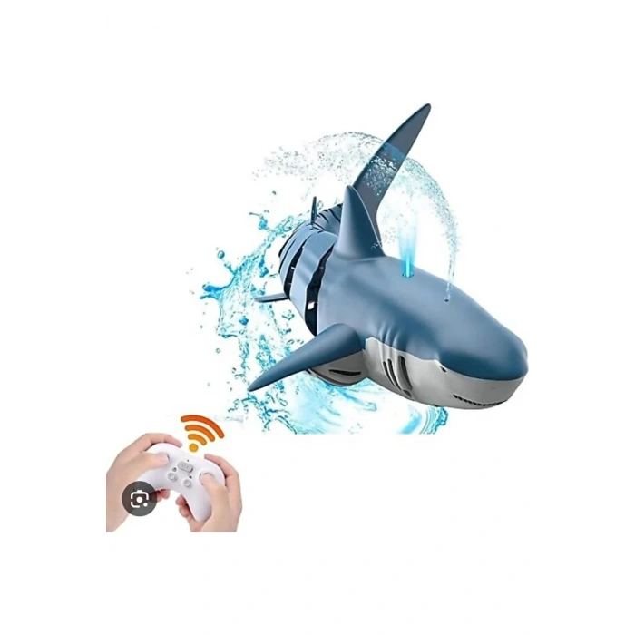 Uzaktan Kumandalı 38 cm Yüzen Su Püskürten Şarjlı Köpek Balığı Su Geçirmez Kumanda