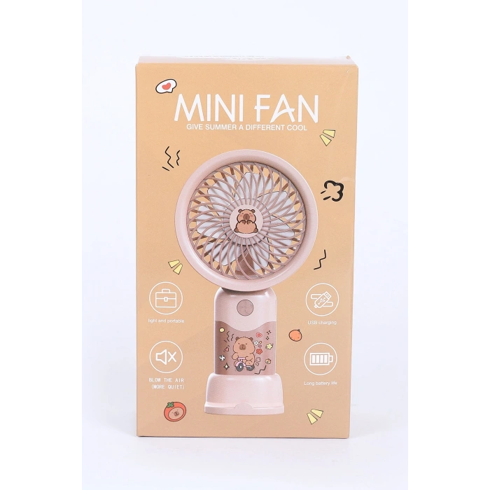 Şarjlı Mini El Fanı Telefon Standlı